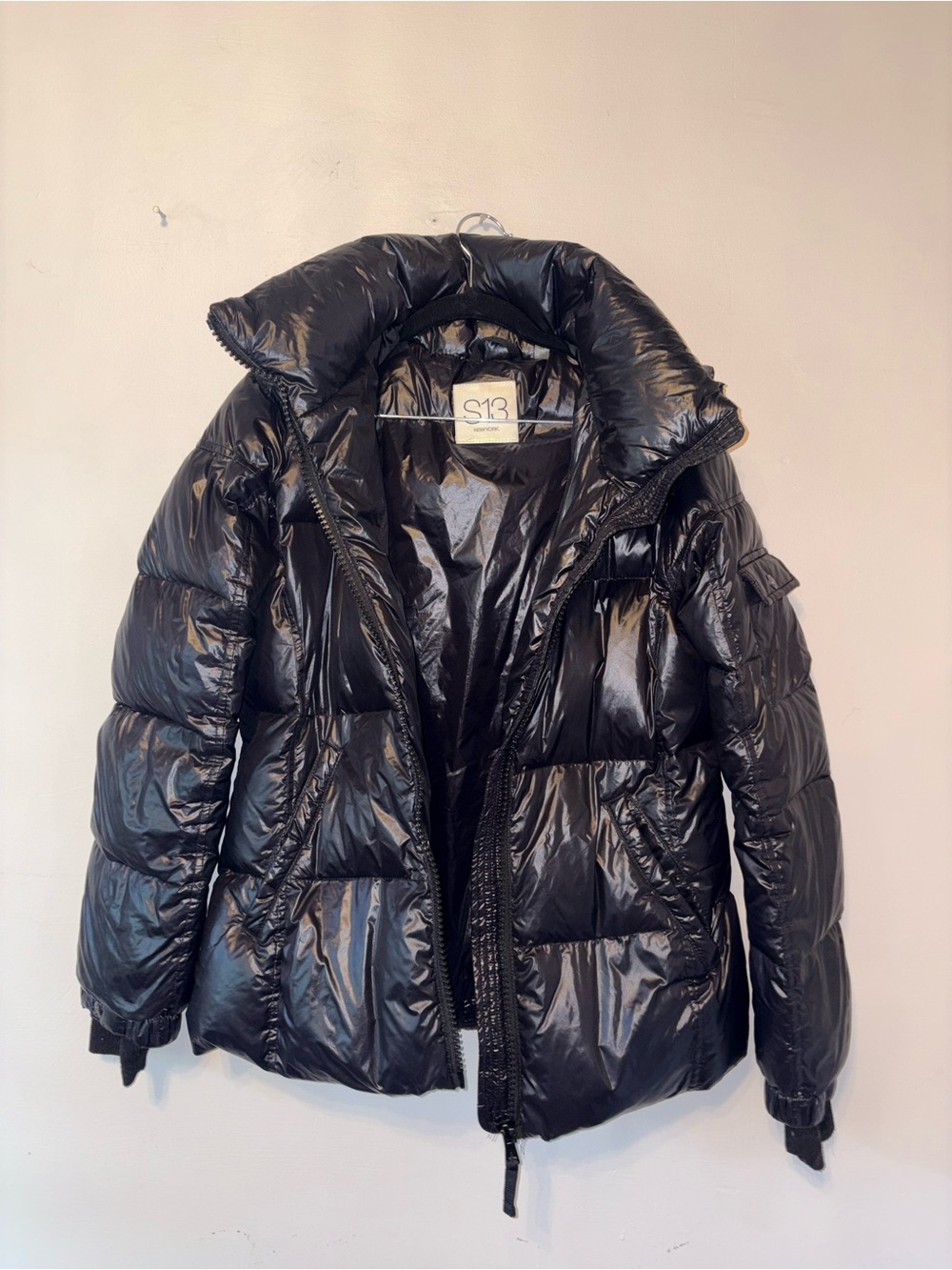 S13 Glossy Black Puffer Coat